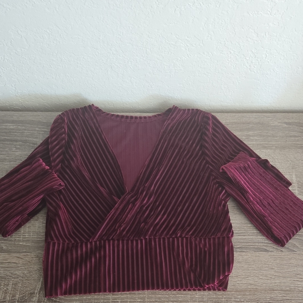 Velvet Burgundy Wrap Top